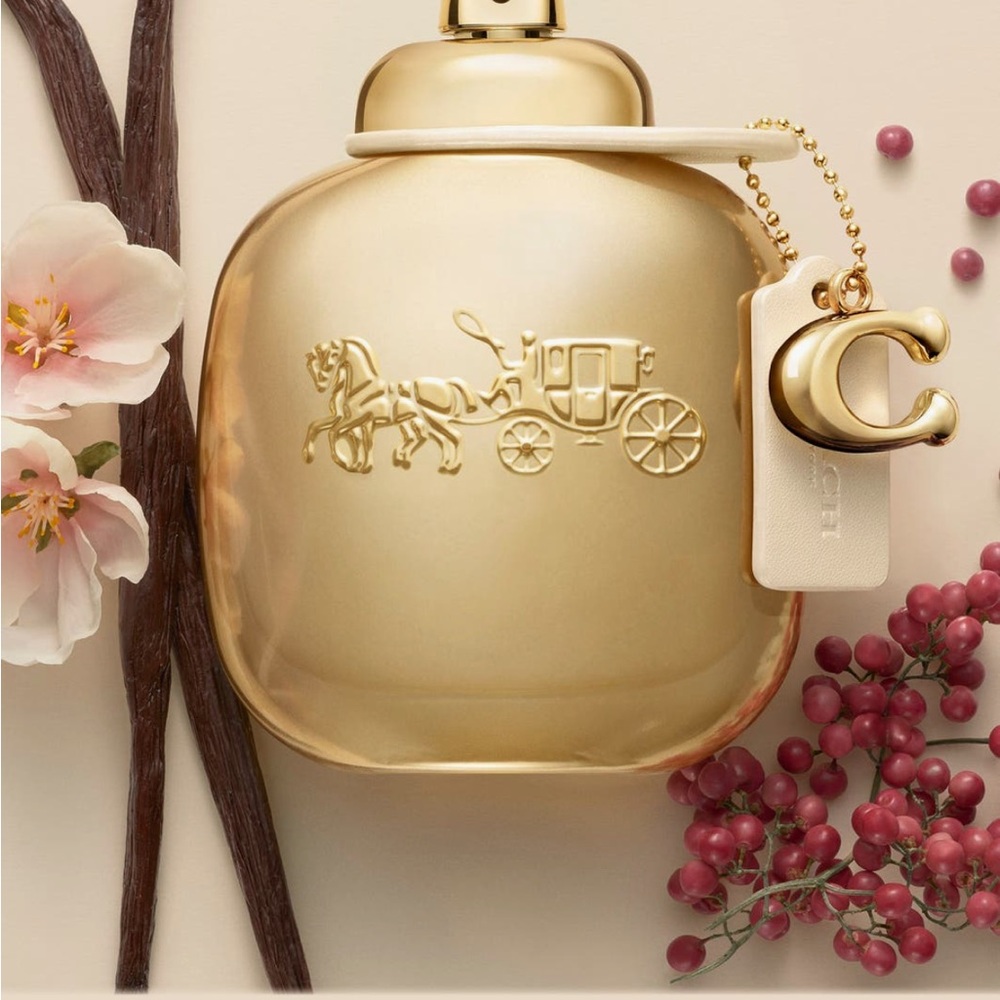 Coach Gold Parfum with charm in new tester box.
